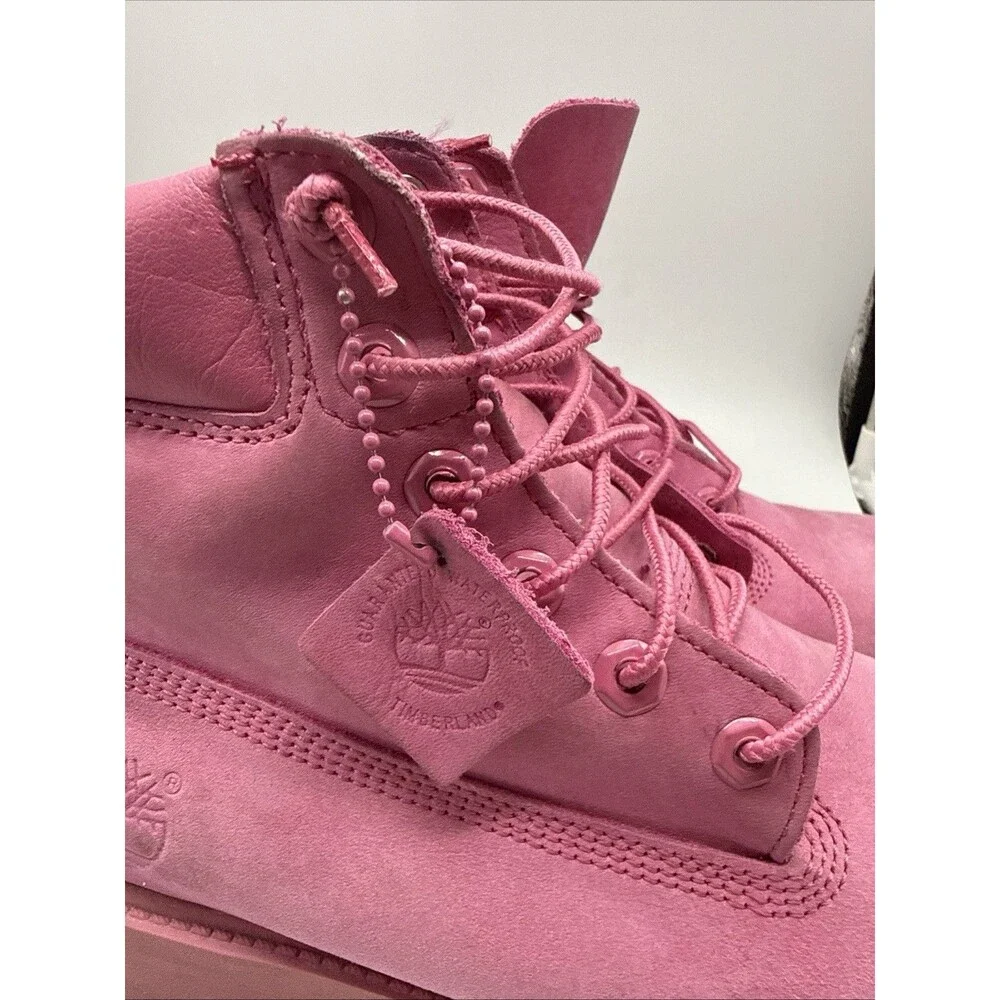 Timberland Premium Boots Unisex Pink Leather Waterproof Boots Size M/5.5 W/7
